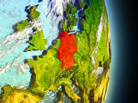 Germany in red from space Illustrazione stock