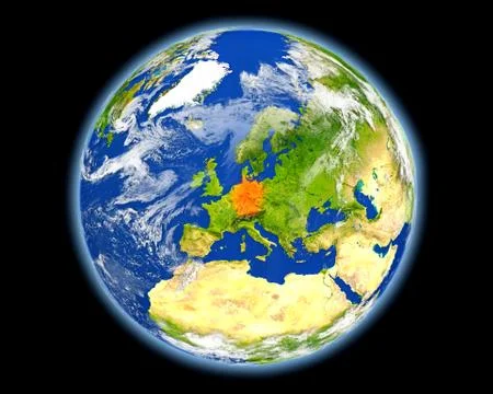 Germany in red from space Stock Illustration