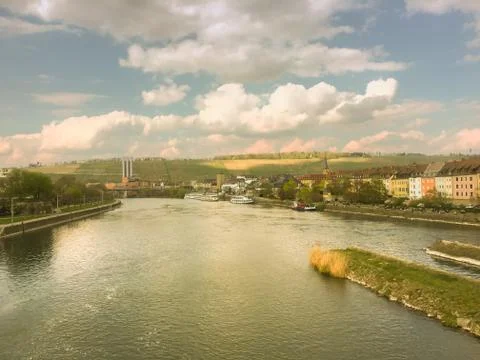 Germany river in summers with cloudy sky. Stock Photos