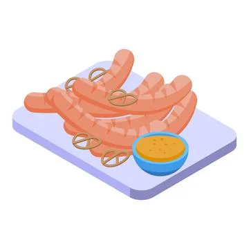 Germany sausage icon isometric vector. Cuisine food Stock Illustration