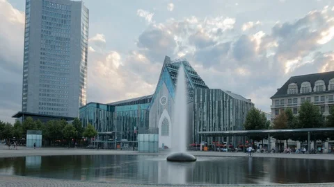Germany Saxony Hyperlapse from day to night Center area of Leipzig Augustus Video stock 114499544
