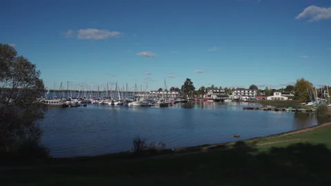 Germany- Saxony - Leipzig - view of marina on Cospudener See lake Stock Footage 324867997