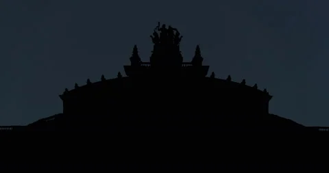 Germany Semper Opera House Desden at Moonrise Time Lapse Stock Footage 142744535