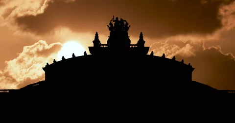Germany Semper Opera House Desden Cloudy Sunset Timelapse Stock Footage 142745000