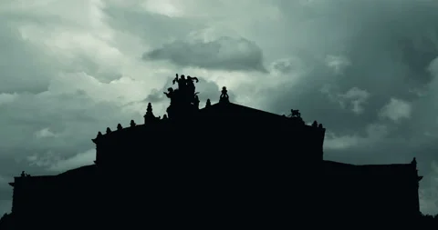 Germany Semper Opera House Square gray clouds Stock Footage 160769371