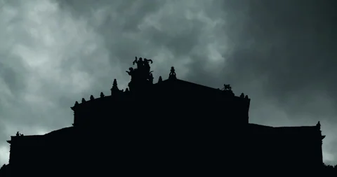 Germany Semper Opera House Square dark clouds in strong wind Stock Footage 160769433