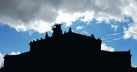 Germany Semper Opera House Square sun with rapidly moving clouds Stock Footage 160769838