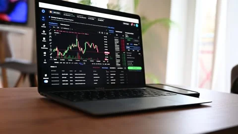 Germany - September 26,2024: computer and Coinbase app. Cryptocurrency Charts Stock Footage 285841661