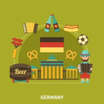 Germany Sightseeing Travel Composition Illustrazione stock