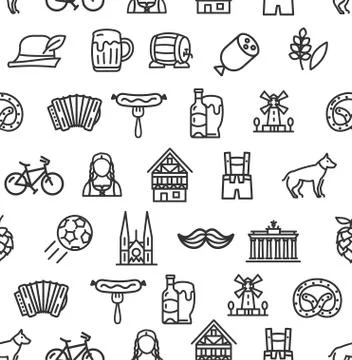 Germany Signs Seamless Pattern Background on a White. Vector Illustrazione stock