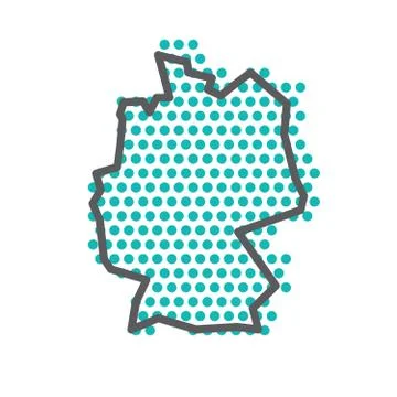 Germany simple outline map with green halftone dot pattern 스톡 일러스트