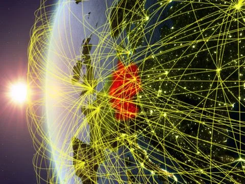 Germany from space with network Illustrazione stock