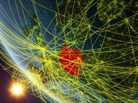 Germany from space with network Illustrazione stock