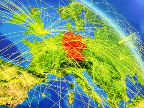 Germany from space with network Illustrazione stock