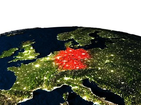 Germany from space at night Illustrazione stock