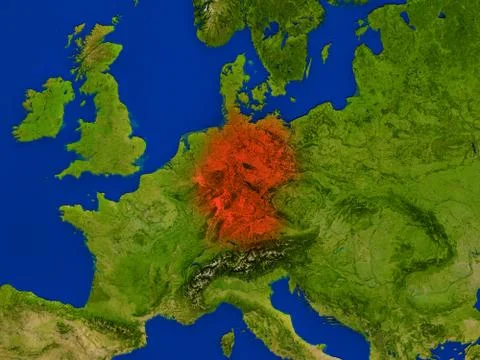 Germany from space in red Illustrazione stock