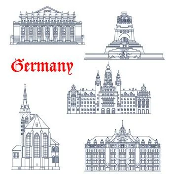 Germany, Stuttgart, Leipzig architecture buildings Illustrazione stock