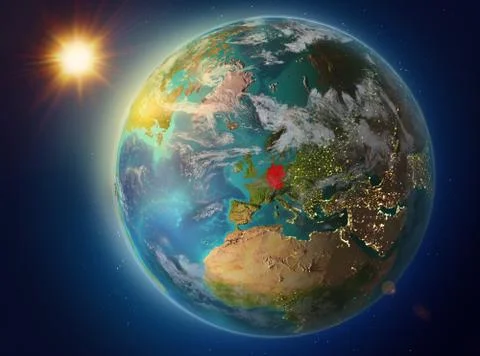 Germany with sunset on Earth Illustrazione stock