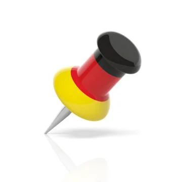 Germany symbol. German flag push pin isolated on white background. 3d illustr Illustrazione stock
