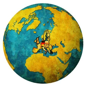 Germany territory with flag over globe map Ilustração Stock