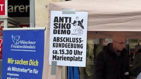 Germany: Thousands demonstrate in Munich against Security Conference Video stock 328969244