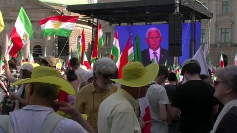 Germany: Thousands of Iranian exiles and critics of Iran's government gather... Stock Footage 280484755