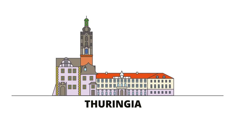 Germany, Thuringia flat landmarks vector illustration. Germany, Thuringia line 스톡 일러스트
