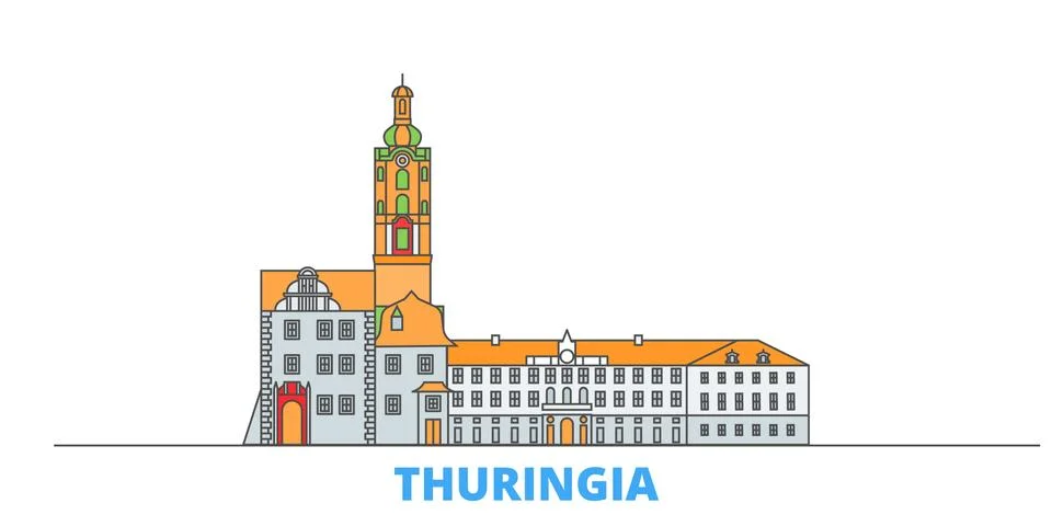 Germany, Thuringia line cityscape, flat vector. Travel city landmark, oultine 스톡 일러스트