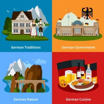 Germany Travel Flat Concept Illustrazione stock