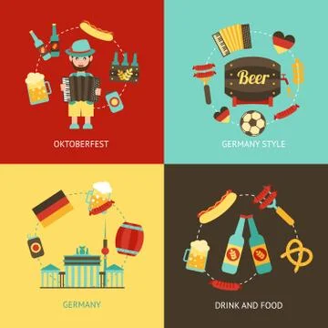 Germany travel flat set Stock Illustration