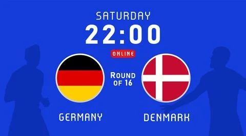 Germany vs Denmark round of 16 June 2024 flags emblem Stock Illustration