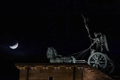 Germany witnesses partial lunar eclipse, Berlin - 16 Jul 2019 Stock Photos