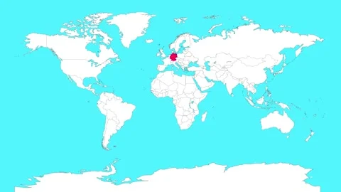 Germany in world map animation.Silhouette map of Germany Video stock 309407437
