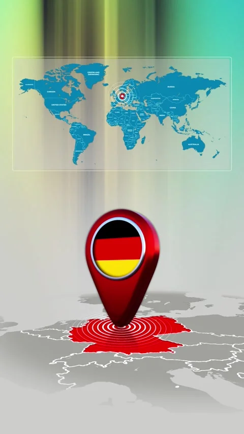 Germany World Map Pin Location Background Loop Vertical Stock Footage 341771497