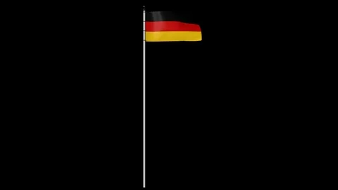 GermanyFlag on Pole with Alpha Channel Video stock 87238745
