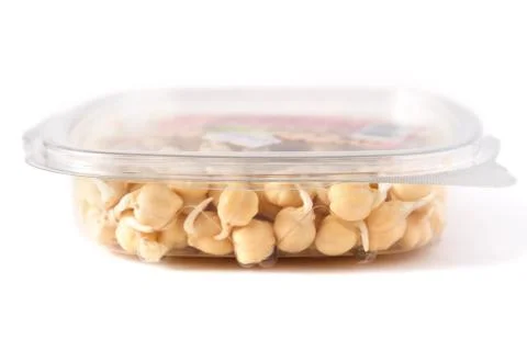 Germinated chickpeas in a container Stock Photos