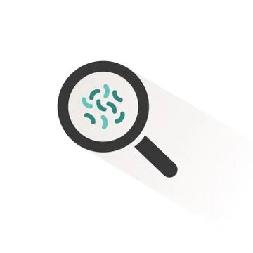 Germs icon seen through a magnifying glass. Vector illustration Stock Illustration