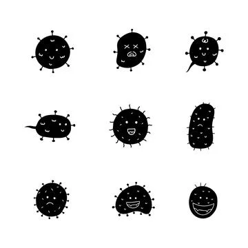 Germs solid icons collection. glyph hand drawn style. isolated illustration Stock Illustration
