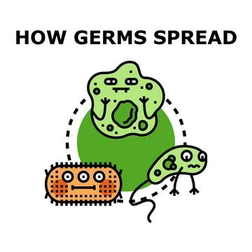 Germs spreading concept with microscopic microbes illustration Stock Illustration