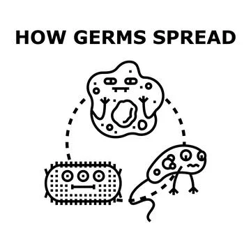 Germs spreading concept with microscopic microbes illustration Stock Illustration