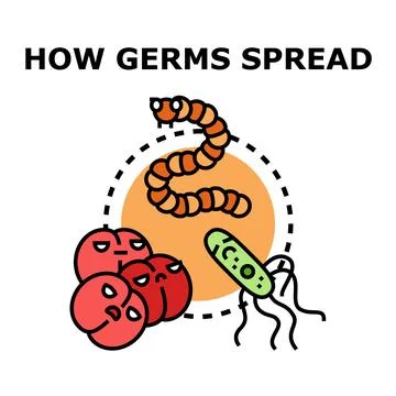 Germs spreading concept with microscopic organisms illness Stock Illustration