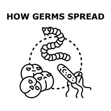 Germs spreading concept with microscopic organisms illness Stock Illustration