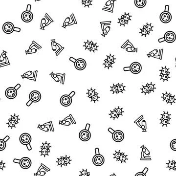 Germs Viewed By Microscope Seamless Pattern Vector Stock Illustration