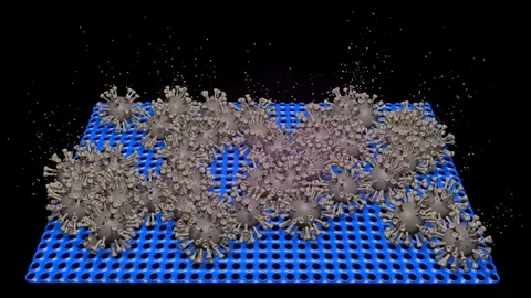 Germs, viruses , bacteria captured and sterilized on filter 3d animation Stock Footage 127212624