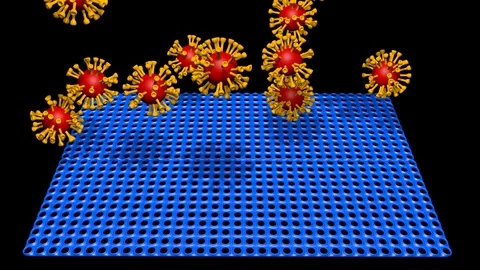 Germs, viruses , bacteria captured , killed , sterilized in filter 3d animation Stock Footage 127212640