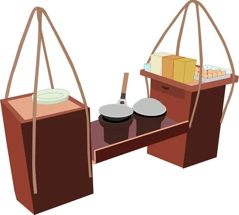 Gerobak Kerak Telor Flat Vector Illustration Stock Illustration