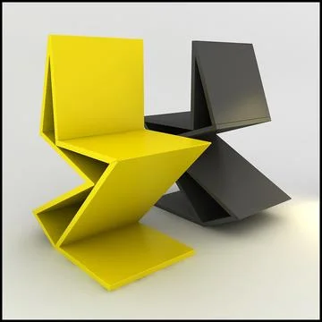 Gerrit Rietveld 1938 Zig Zag Chair Remix 3D Model