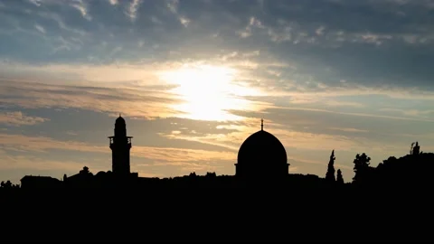 Gerusalemme Jerusalem Israel: Time Lapse at Sunrise with Colorful Clouds Stock Footage 169646066