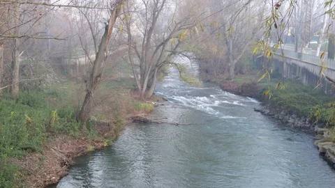 Ges river from the Bardisas bridge where water flows in Torello, 4K Video stock 122243155