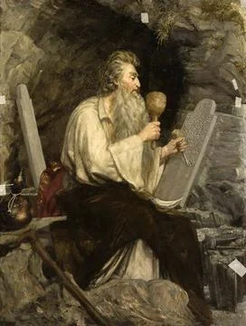 Geschichte des Prophet Mose, Moses mit den Zehn Geboten, um 1890, Historis... Stock Photos